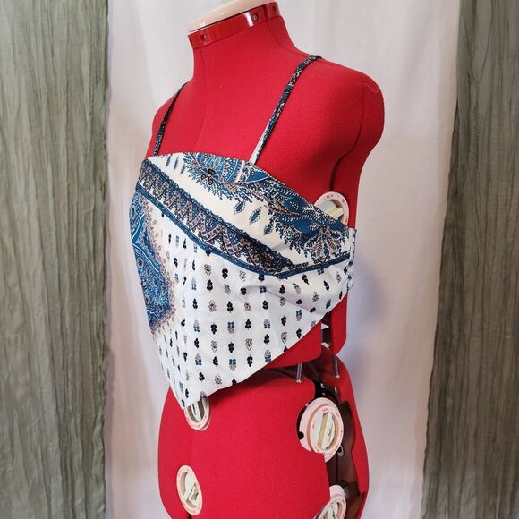 Blue‎ Silky Bandana Style Wrap Top Ties in the Back Summer Blouse Shein Size XL - Picture 2 of 5